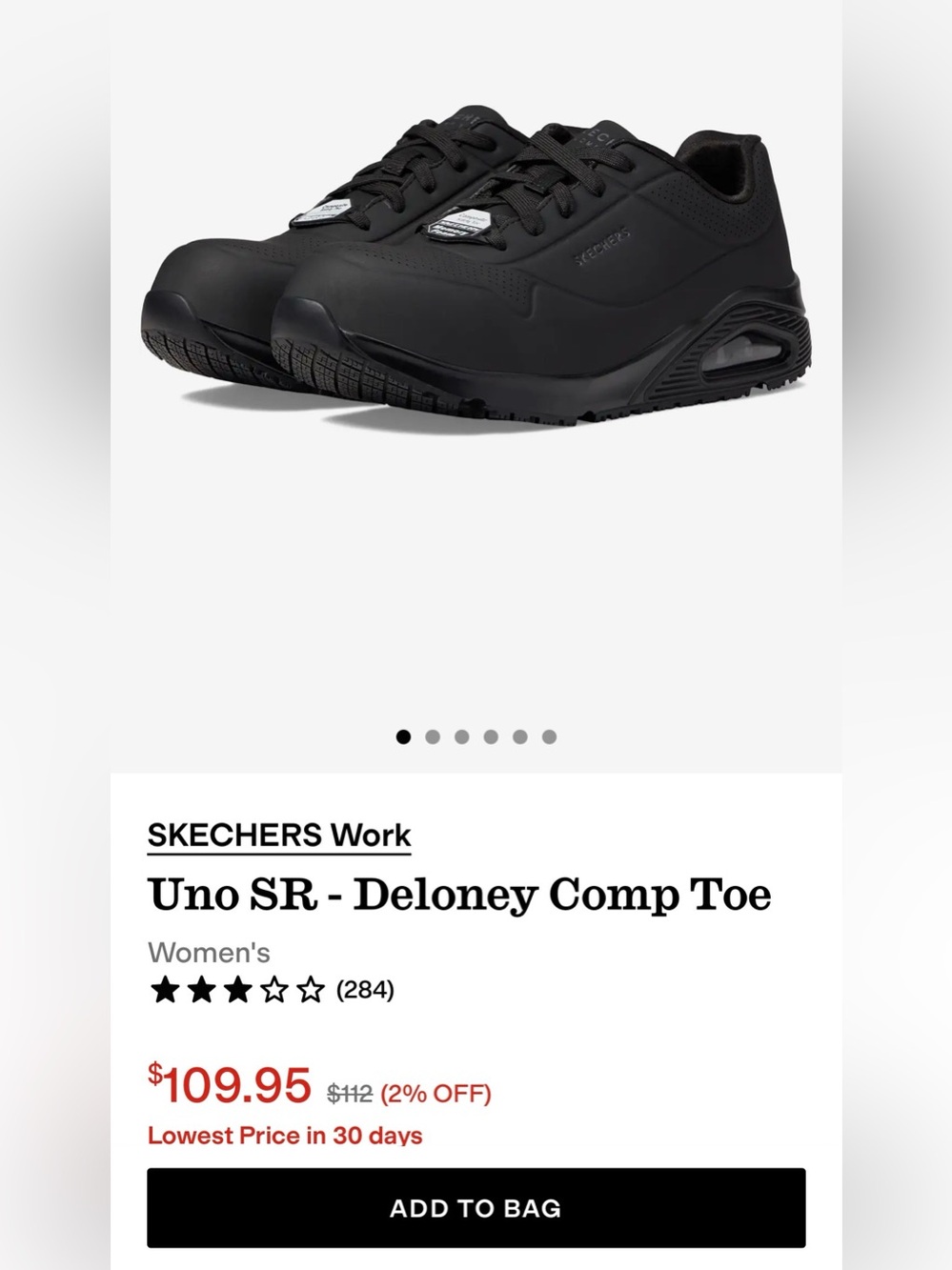 Women’s SKECHERS Work Uno SR Deloney Comp Toe Size 11 Wide C